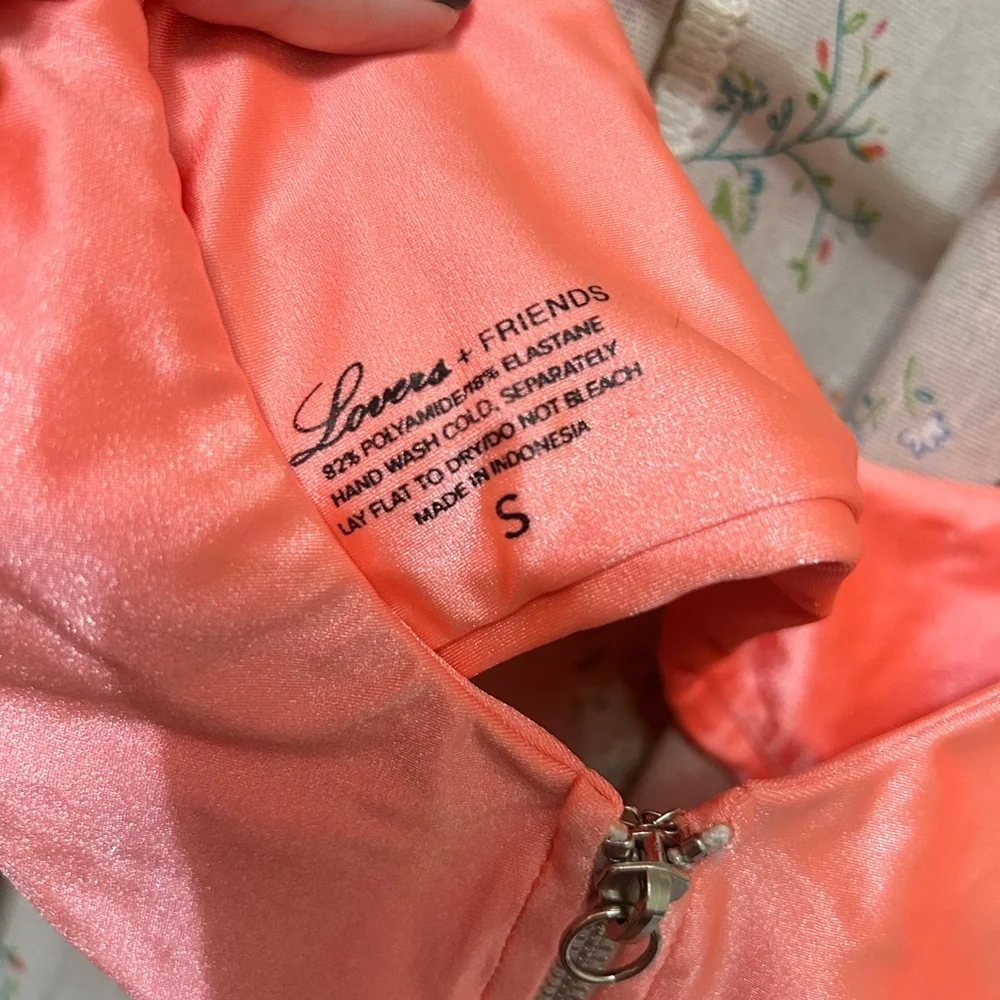 Revolve Lovers + Friends “Zipped Up” Bikini Top Bright Orange/Coral S EUC - Picture 2 of 3